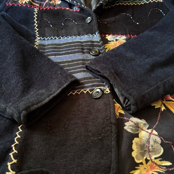 White Stag Blazer Top Size XL Blue Patchwork Floral Lined Button Front - Picture 9 of 10